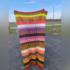 Vintage Handmade Afghan crochet Blanket 72” x 48” by Phyllis